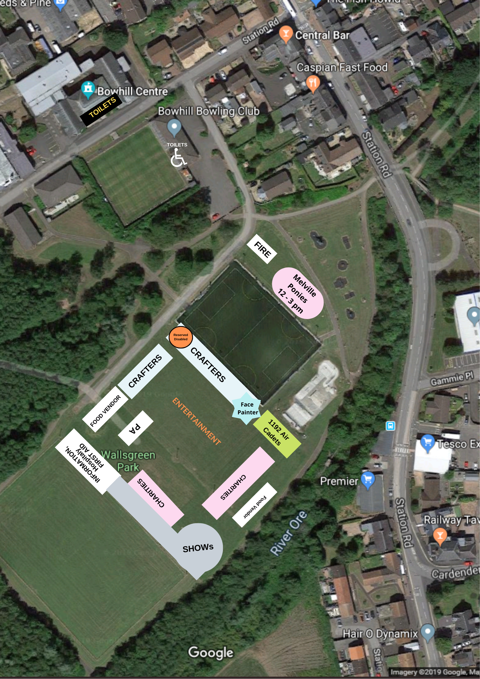 Graphic image showing layout areas event.